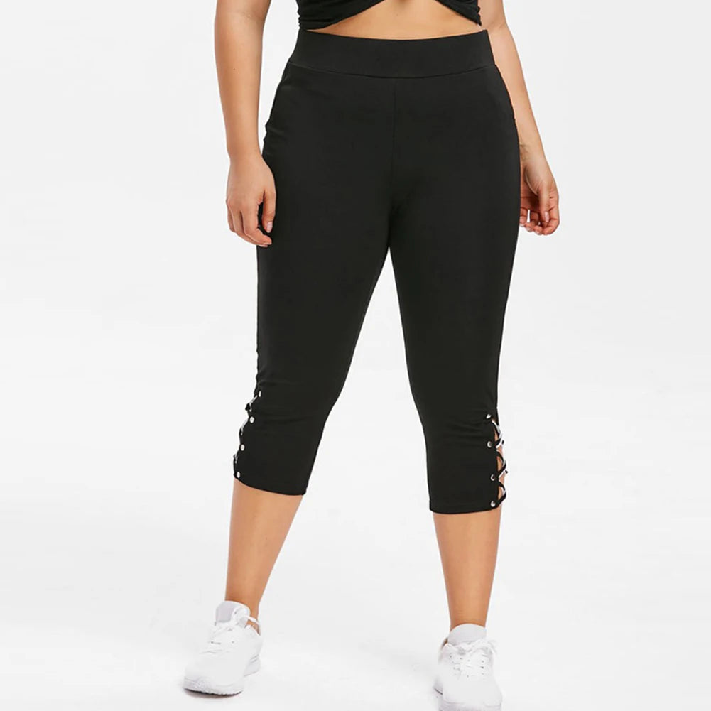 Leggings Women Summer Mid-Calf Pants Leggings Elastic Cropped High Waist Fitness Leggings Sports Leggings Pantalones De Mujer
