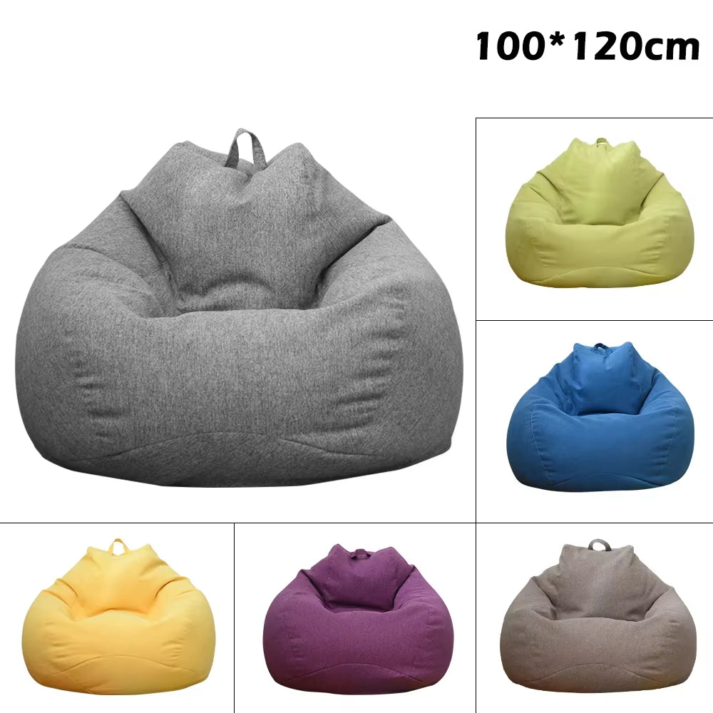 Lazy Sofas Cover Chairs without Filler Adults Bean Bag Chair Couch Living Room Bedroom Home Tatami Lounger Seat