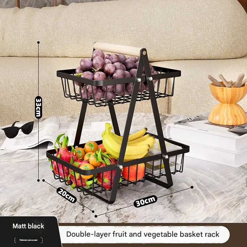 Double Layer Multifunctional Storage Basket, Desktop Shelf, Snack and Fruit Storage Table, with Two Layers of Storage on Top