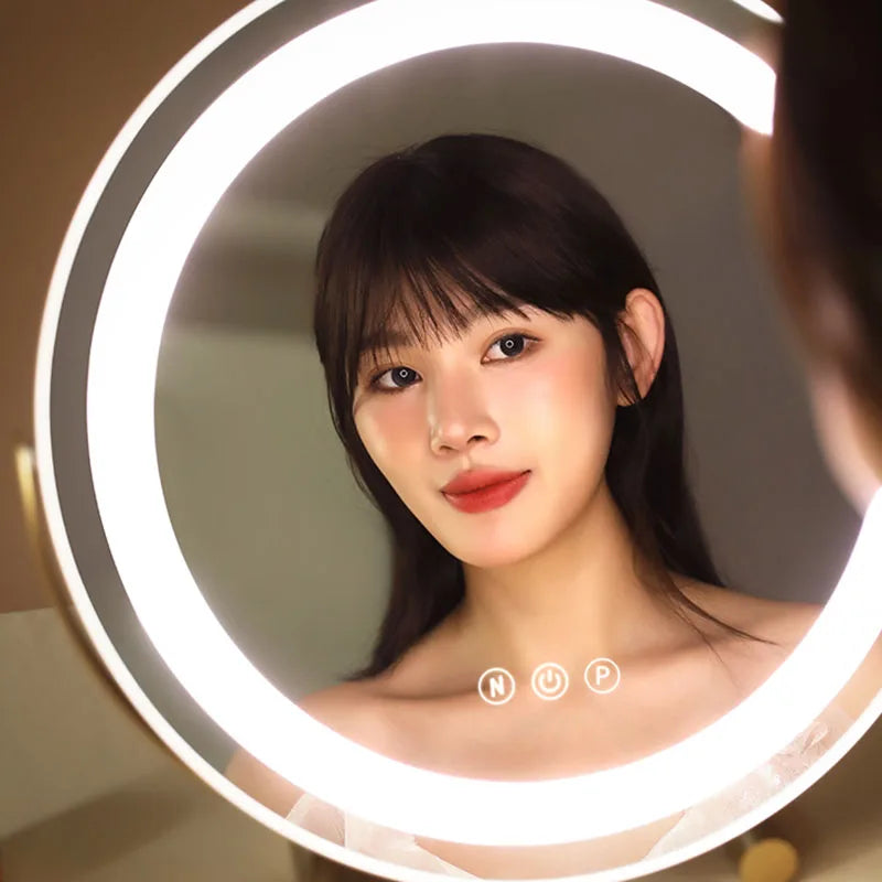 Bathroom Makeup Mirror Lights Lighted Cosmetic Vanity Mirror with Led Lights for Dressing Portable Vanity Mirror Light Round