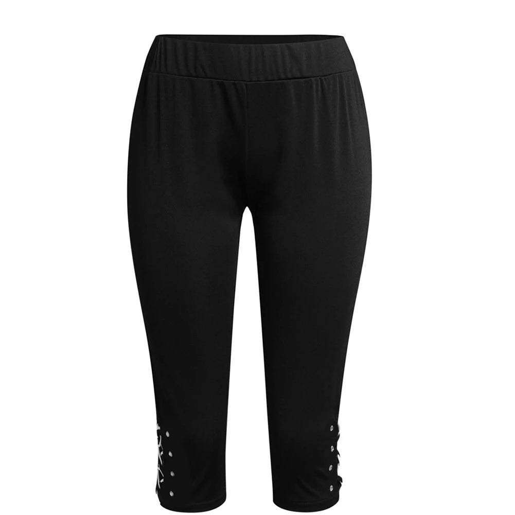 Leggings Women Summer Mid-Calf Pants Leggings Elastic Cropped High Waist Fitness Leggings Sports Leggings Pantalones De Mujer
