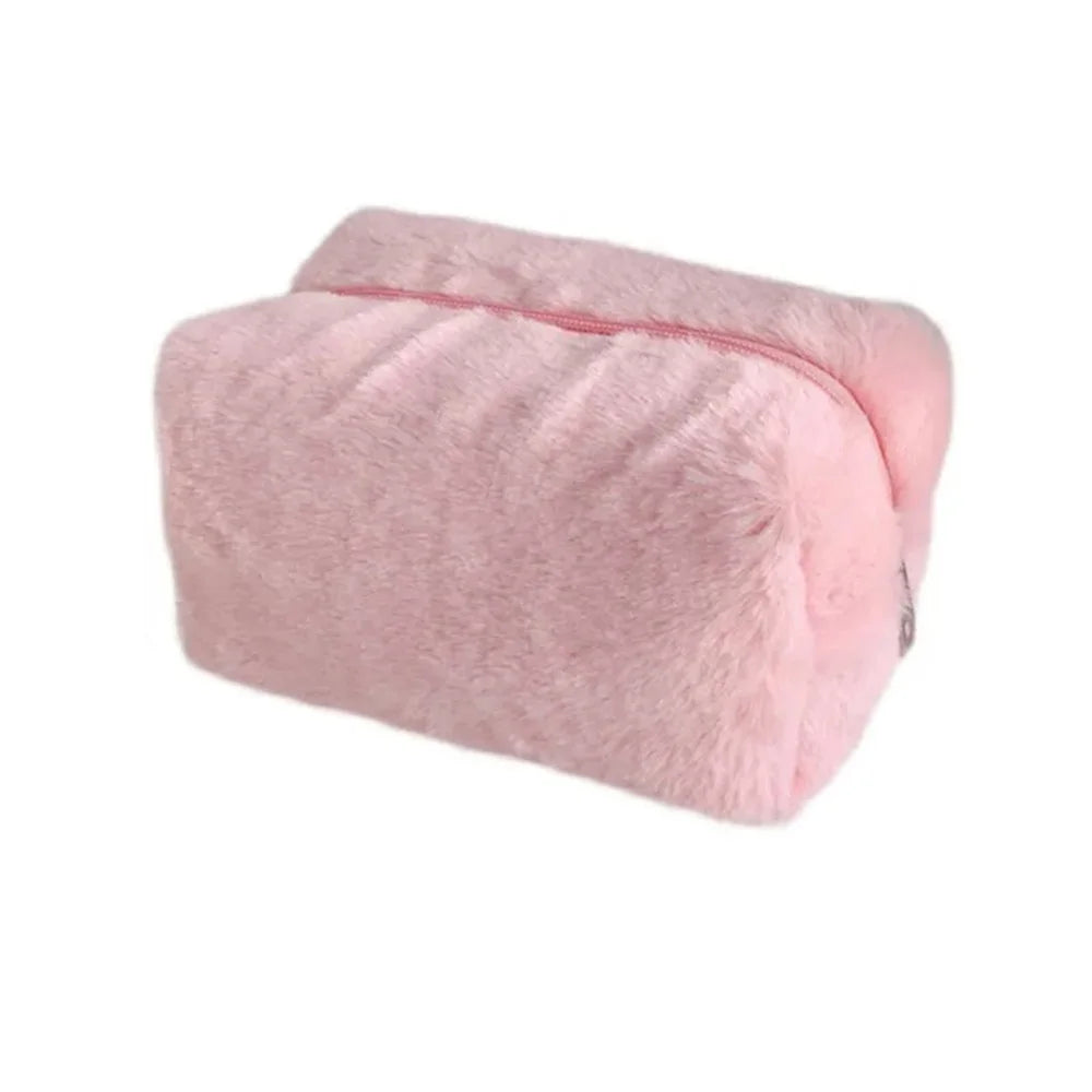 Fur Makeup Bags for Women Soft Travel Cosmetic Bag Organizer Case Young Lady Girls Make up Case Necessaries 1 Pc Solid Handbags