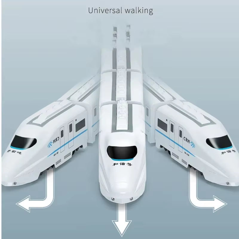 Kids DIY Simulation High Speed Railway Train Toy Car Electric Sound Light Model Train Educational Toys for Boys Girls Gift