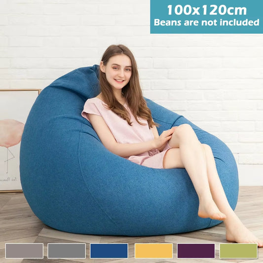 Lazy Sofas Cover Chairs without Filler Adults Bean Bag Chair Couch Living Room Bedroom Home Tatami Lounger Seat